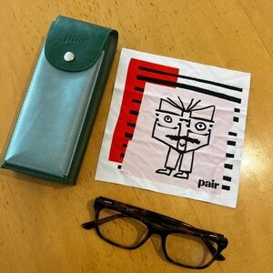 Pair Blue Screen Eyeglasses with Green Case